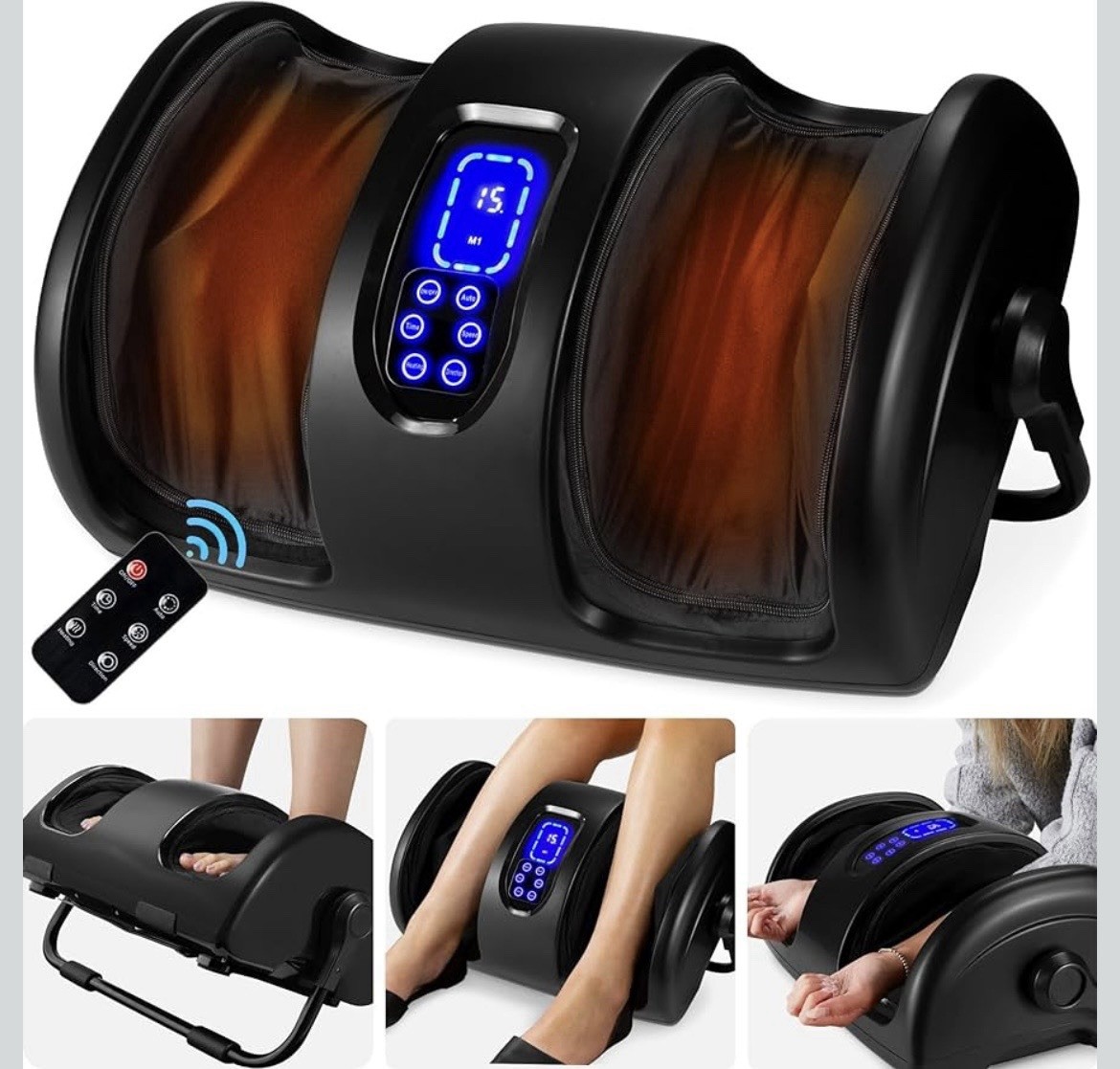 Shiatsu Foot/Calf/Arm Massager with Heat. Remote Control. Black. Brand New.