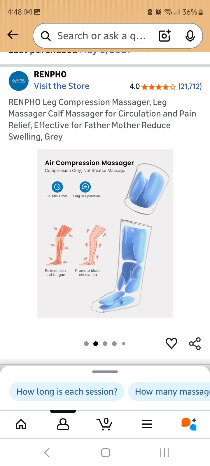 RENPHO Leg Massager for Circulation Air Compression Foot Massager