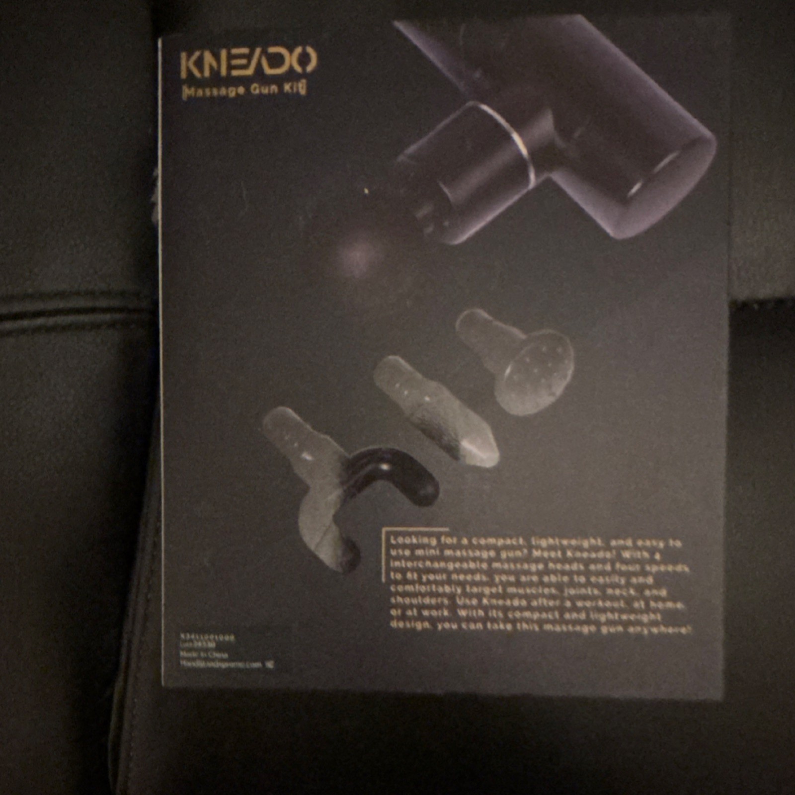 Kneado Massage Gun Kit Cordless Lightweight Handheld Black 4 Massage Heads