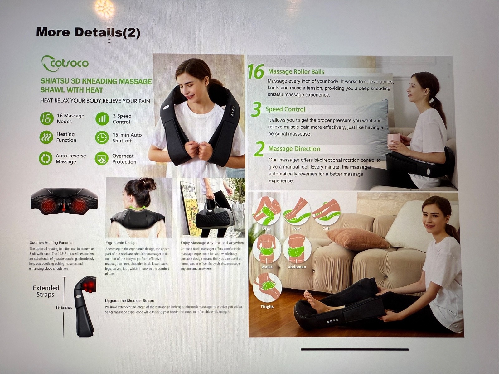 COTSOCO Shiatsu Neck and Shoulder Massager, New No Box