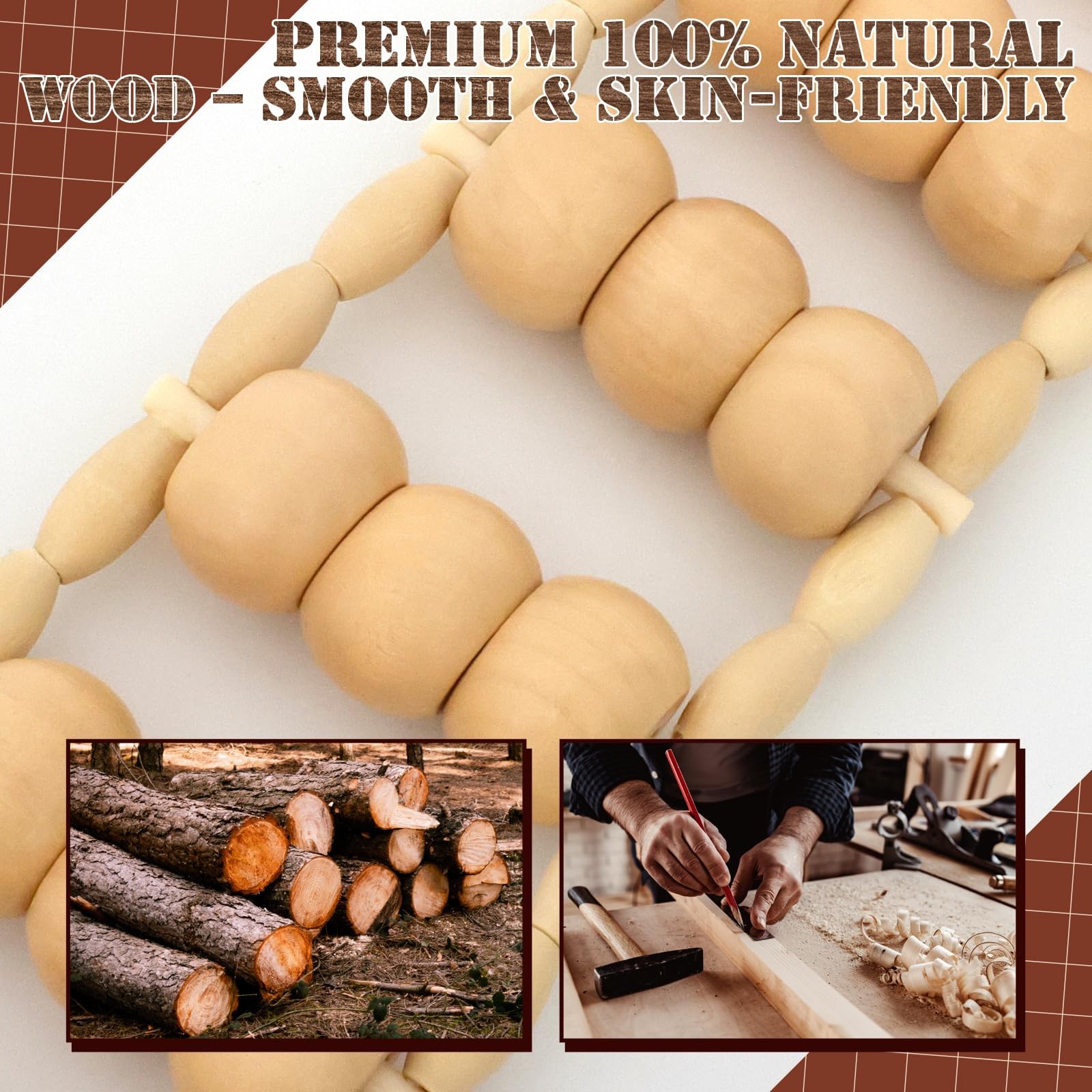 Wood Therapy Massage Tools, Wood Back Roller – Wooden Massage Roller Rope Mad…