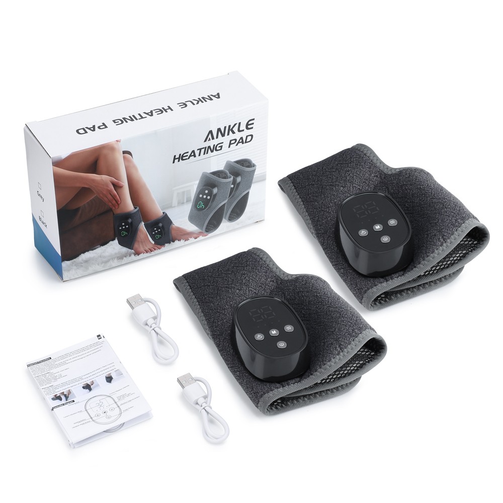 2x Electric Foot Ankle Massager Pain Relief with 4 Heat Levels 4 Vibration Modes