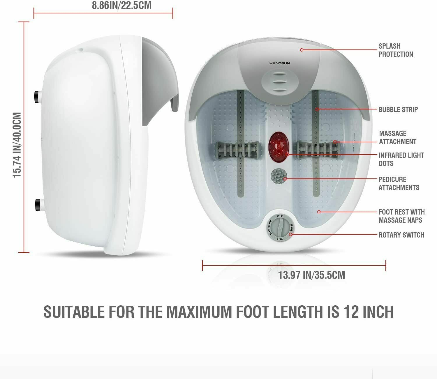 Hangsun FM180 Foot Spa Bath Massager & Jet w/ Heat for Relieves & Relax Feet
