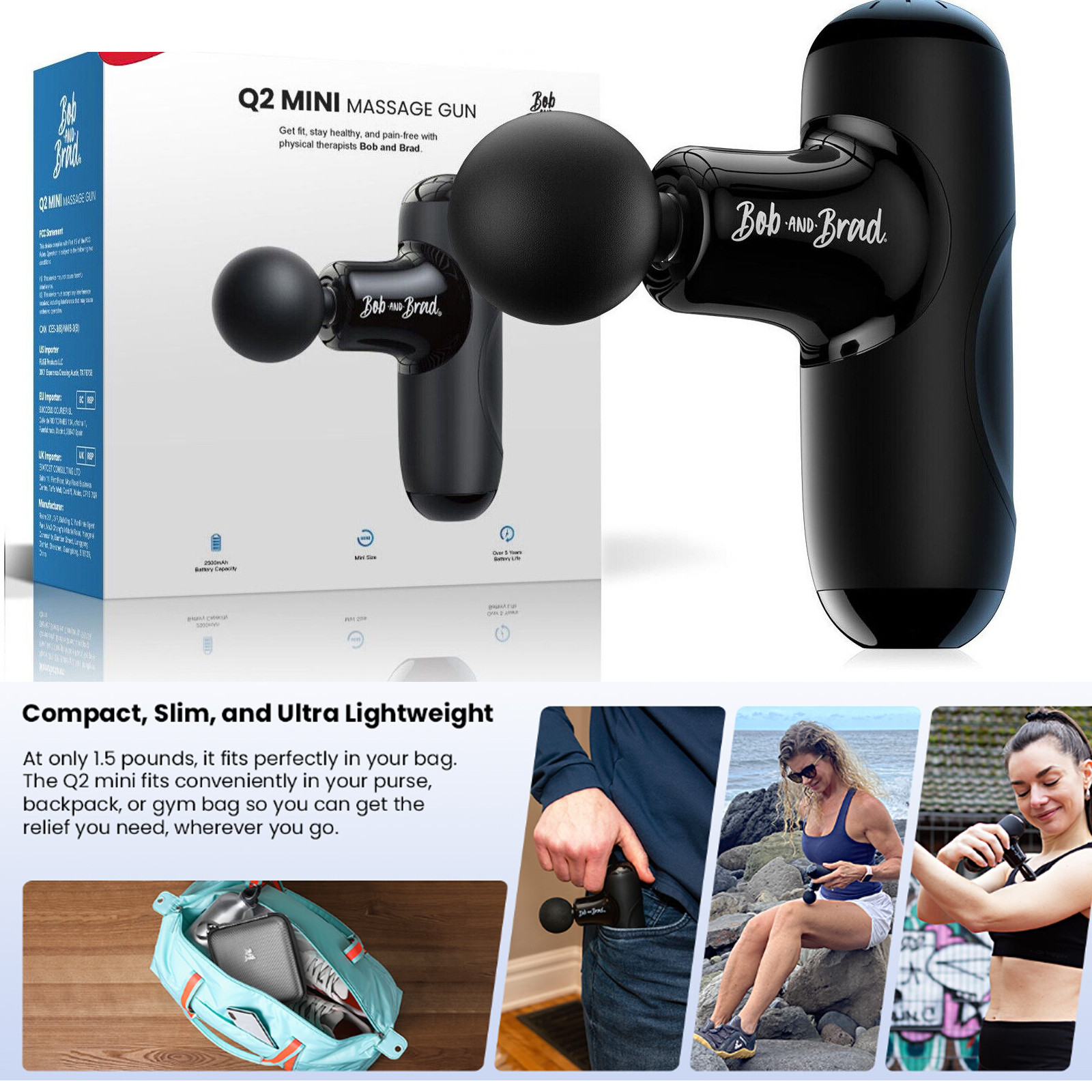 Bob and Brad Q2 Mini Massage Gun Muscle Massage Gun Deep Tissue For Pain Relief