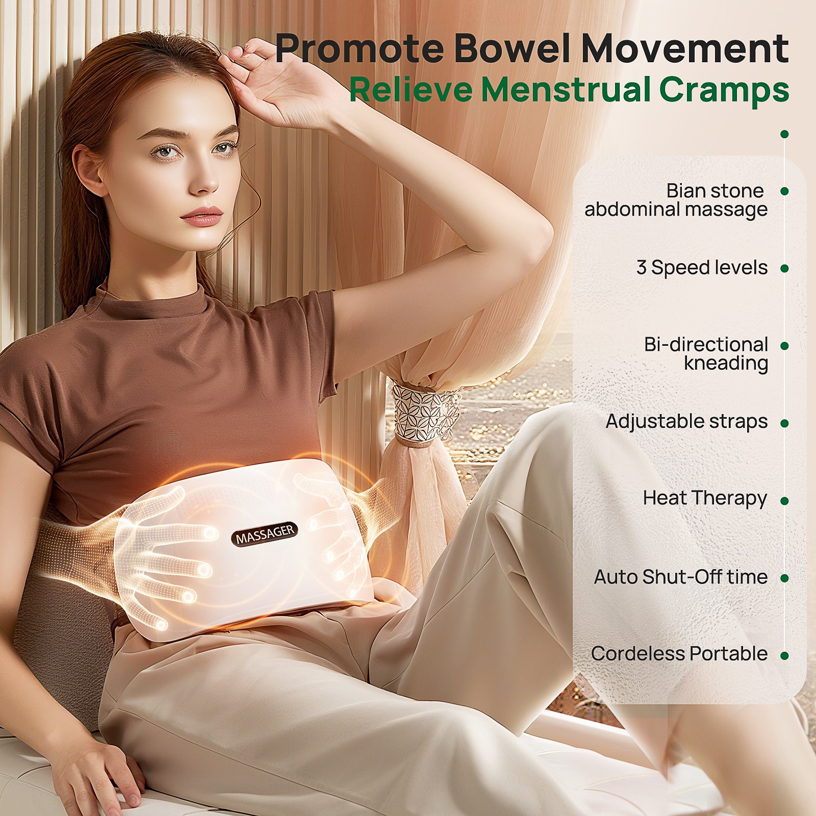 Cellulite Massager Machine Double Disc Abdominal Massager w/Heat for Digestion