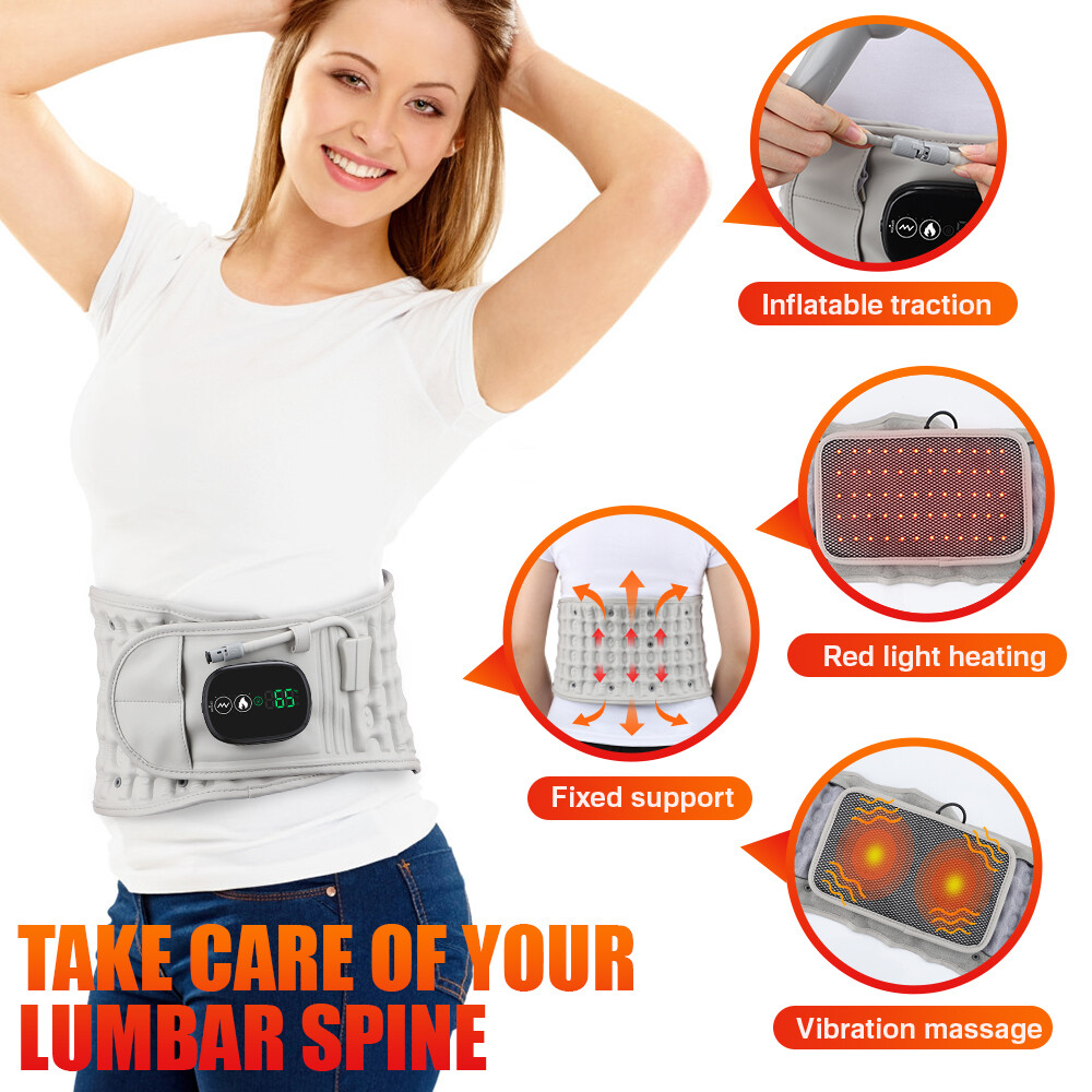 Inflatable Decompression Back Belt with Red Light Heating and Vibration Massager