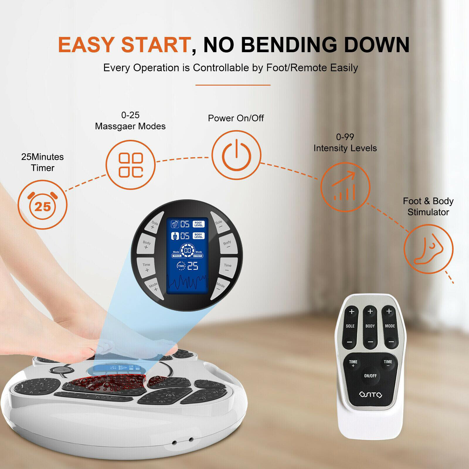 OSITO EMS Foot Massager Circulation Stimulator Booster for Neuropathy Feet TENS