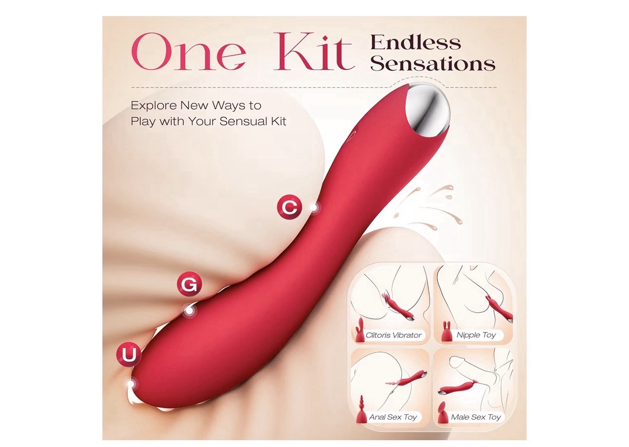 WOW multifrequency wand VIBRATOR 20 vibrations, dual heads with 4 Attachments