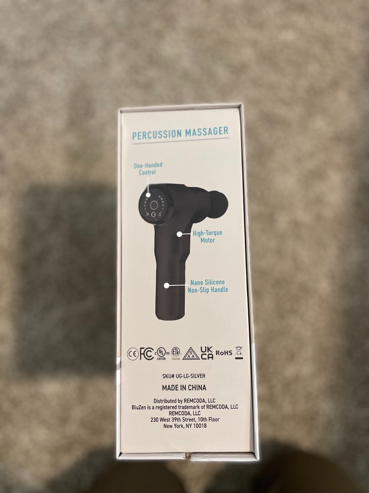 Bluzen percussion massage gun with carry case, black, with 4 attachments