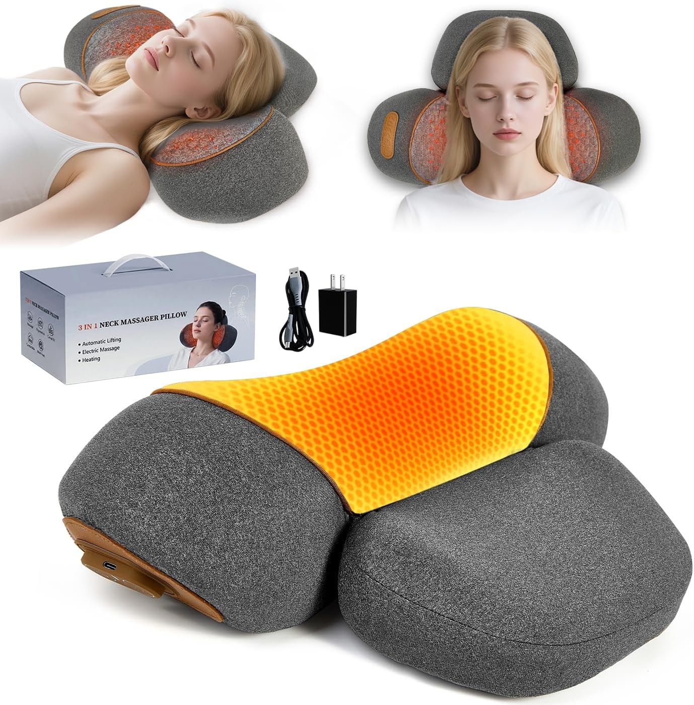 Gifts Mom 3-in-1 Electric Neck Massager Pillow Bed Pillow Massage Neck Hump