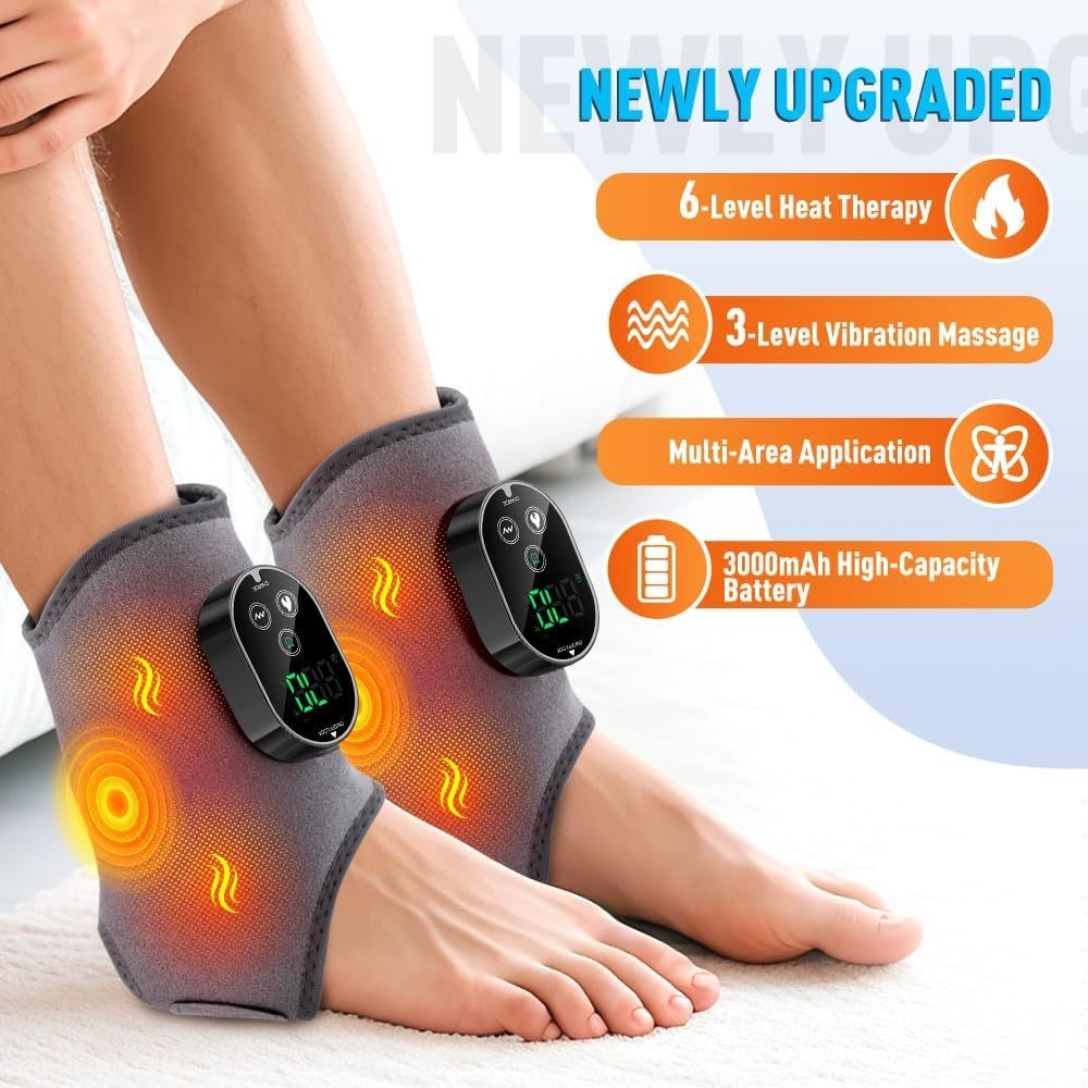 2 Pack 4-in-1 Electric Foot Ankle Massager Pain Relief Heating Vibration Therapy