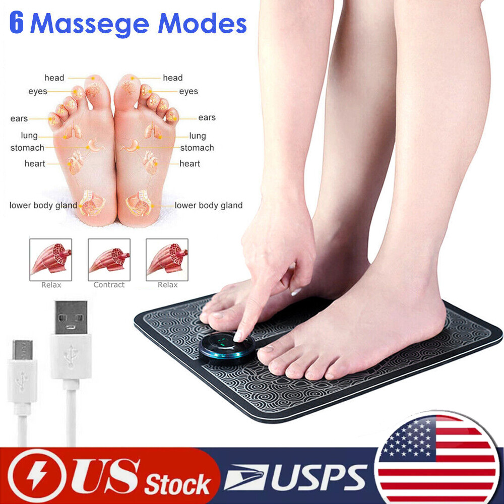 Portable Electric Foot Massager Pad Blood Circulation Muscle Pain Stimulator Mat