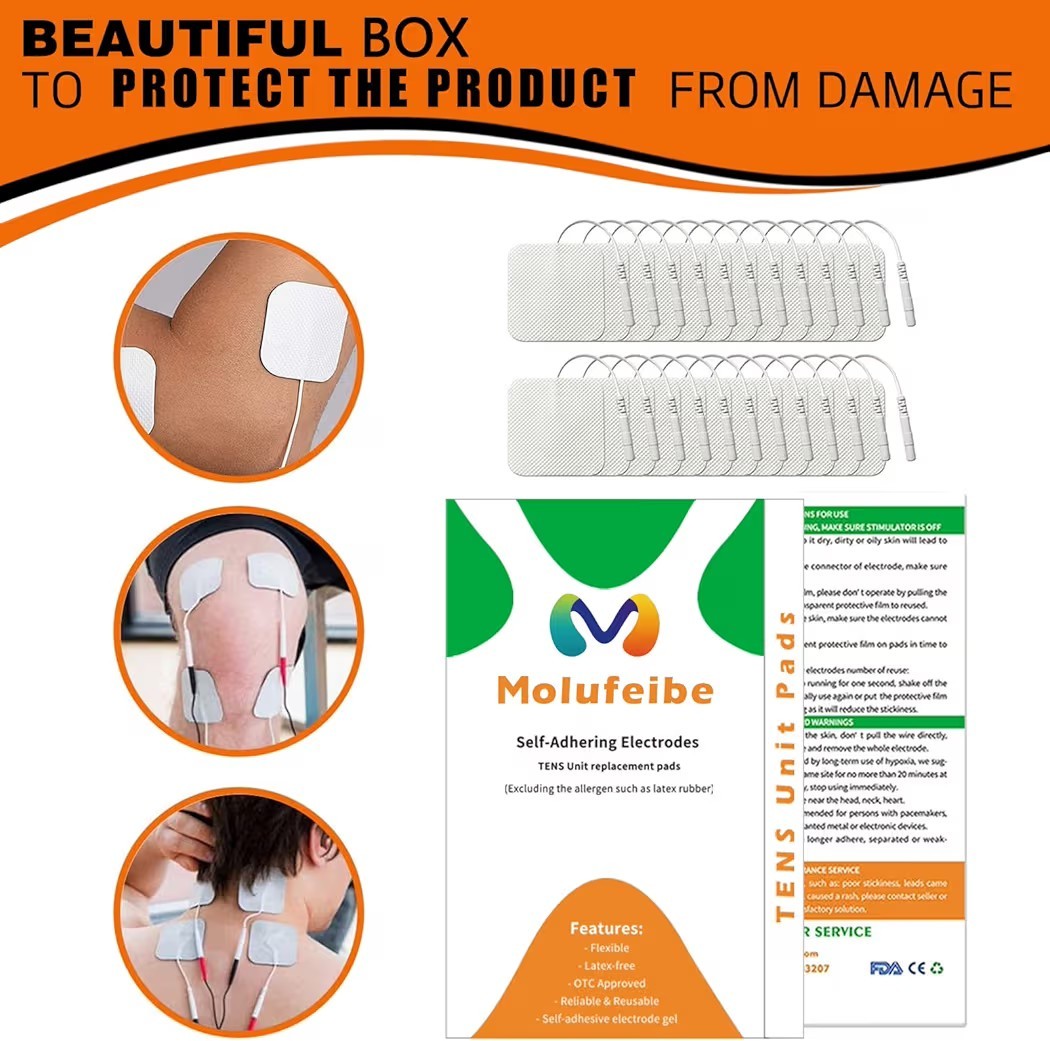 Premium TENS Electrodes 2×2 Square Replacement Patches Reusable 20 Pieces