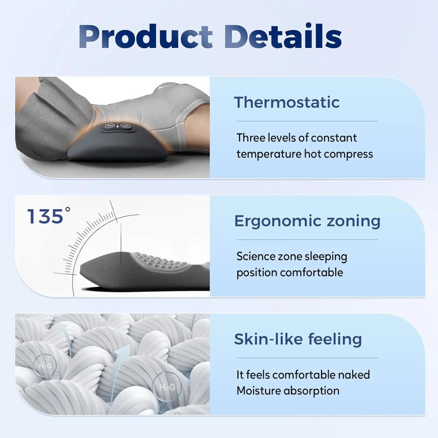 3-in-1 Back Massager Cushion Neck Shoulder Massage with Heat Gray
