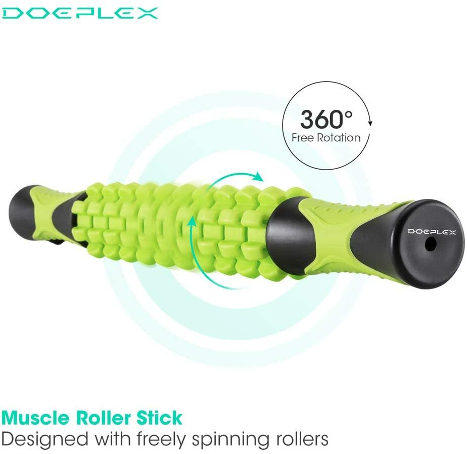 Doeplex Muscle Roller Massage Stick 17.5″ Body Massager Cramping Pain Tool Green