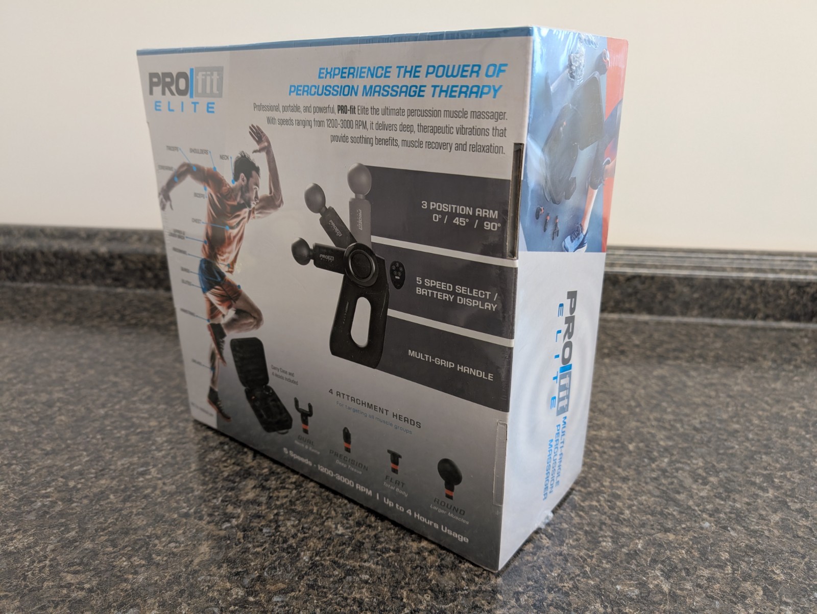 New Pro Fit Elite Multi-Angle Percussion Massage Gun 5 Speed Lightweight 8034