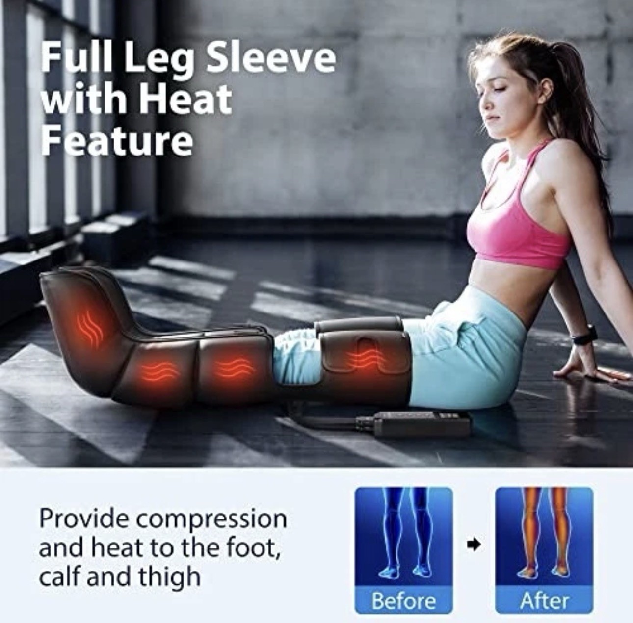 CINCOM Foot Calf Thigh Leg Massager w/ Heat & Compression CM-078A New No Box