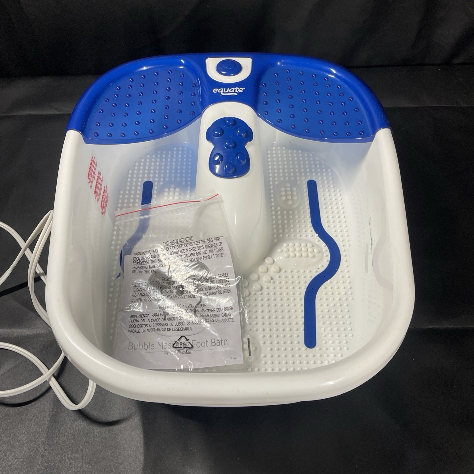 Equate Bubble Massage Foot Bath Toe Touch Control No Massage Attachments
