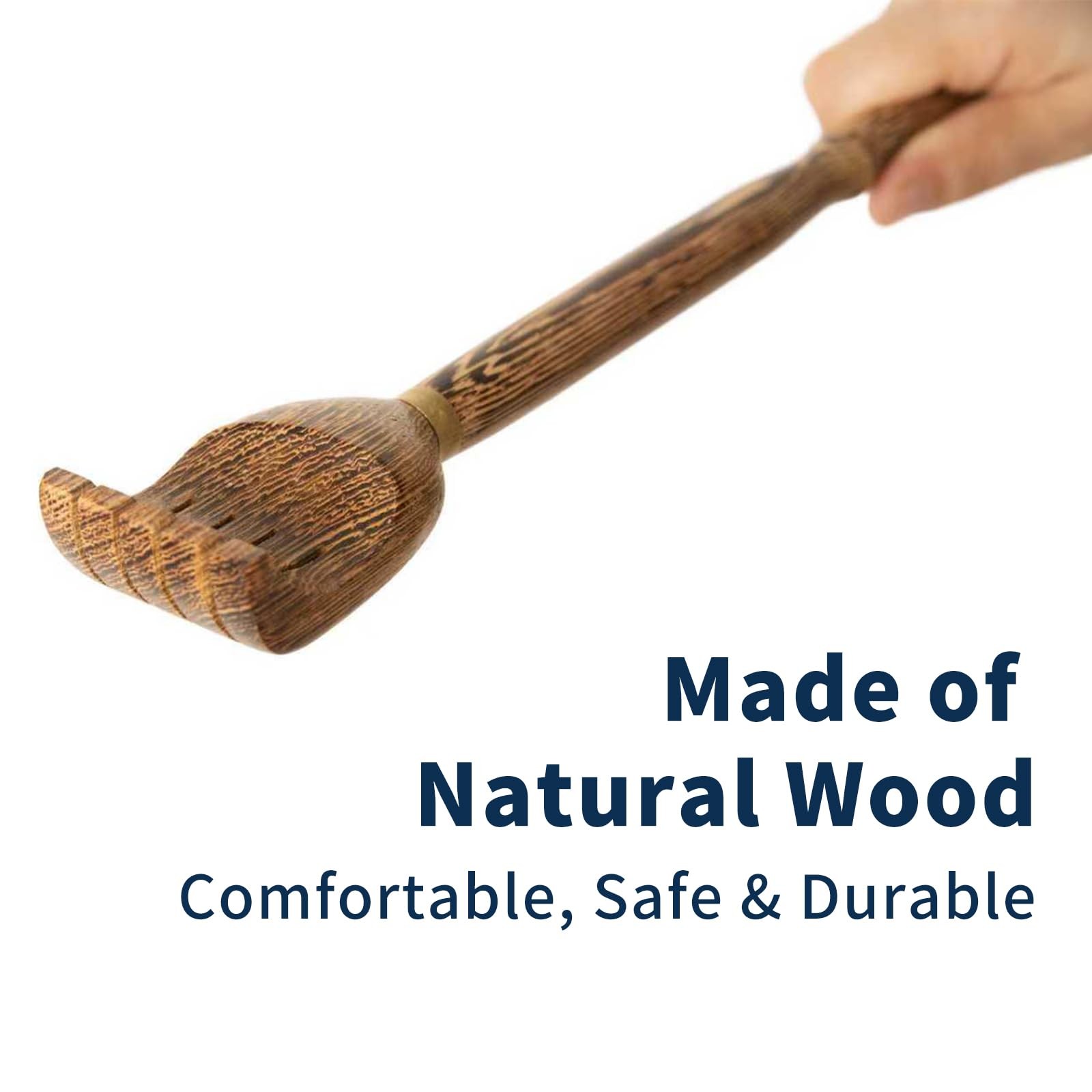 2-in-1 Wooden Back Scratcher & Massager – Solid Wood Body Scratcher with Hamm…