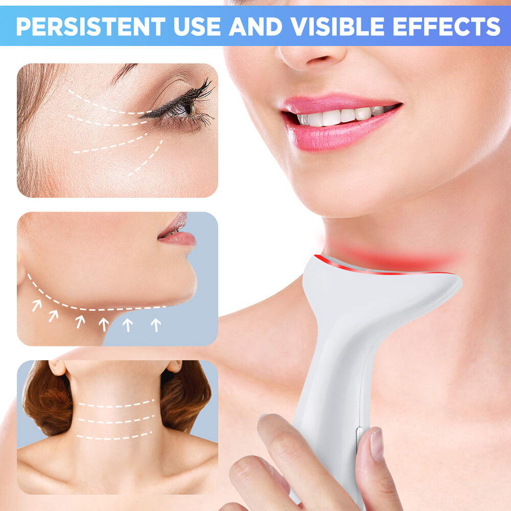 Microcurrent Facial & Neck Massager 3 Modes,Light Therapy, 45°C Constant Heat