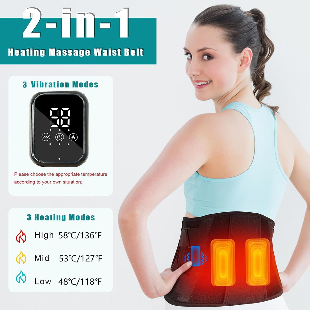 Heated Lower Back Brace for Back Pain Relief Back Belt with Heating & Vibration