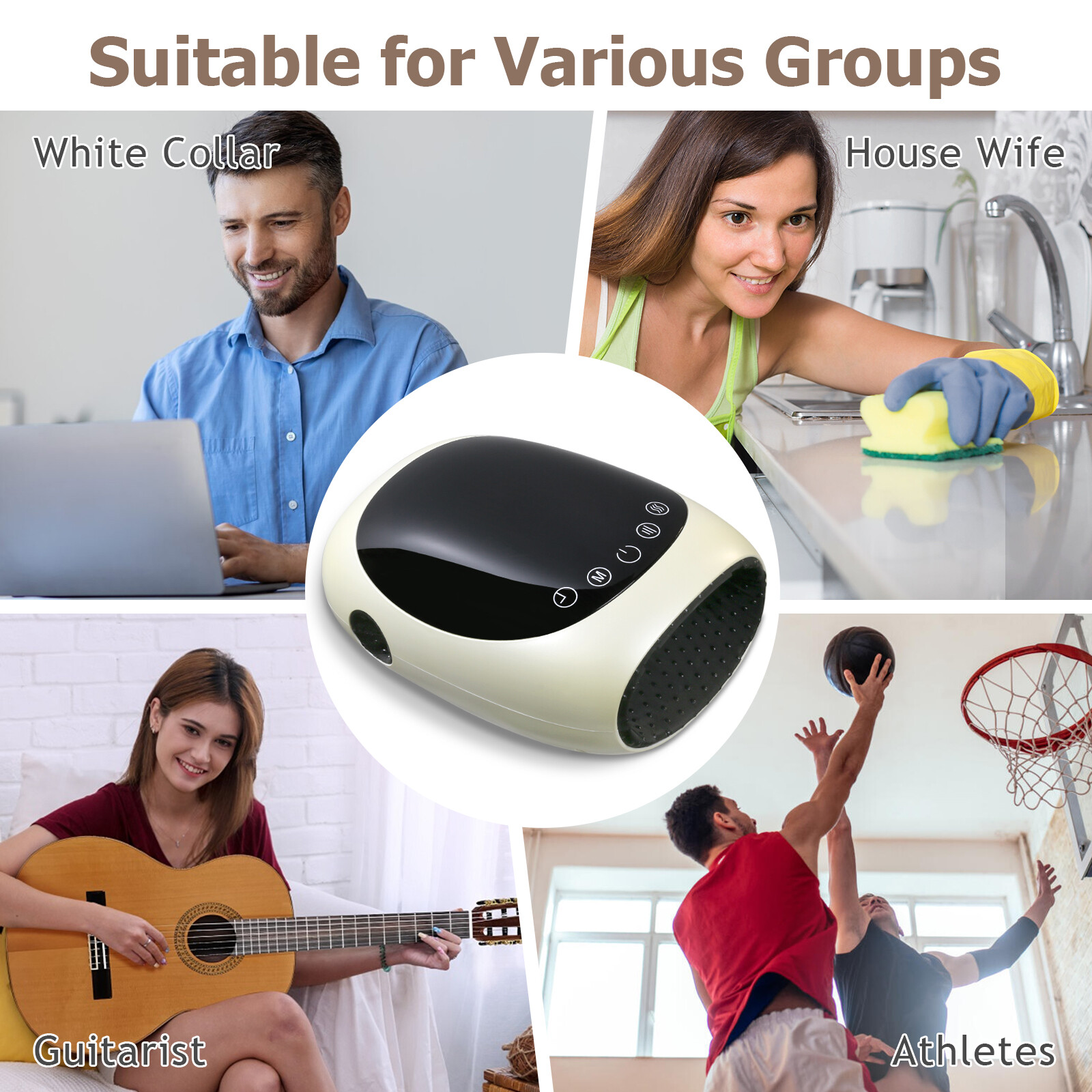 Cordless Hand Massager with Heat Air Compression Finger Massage Machine Device