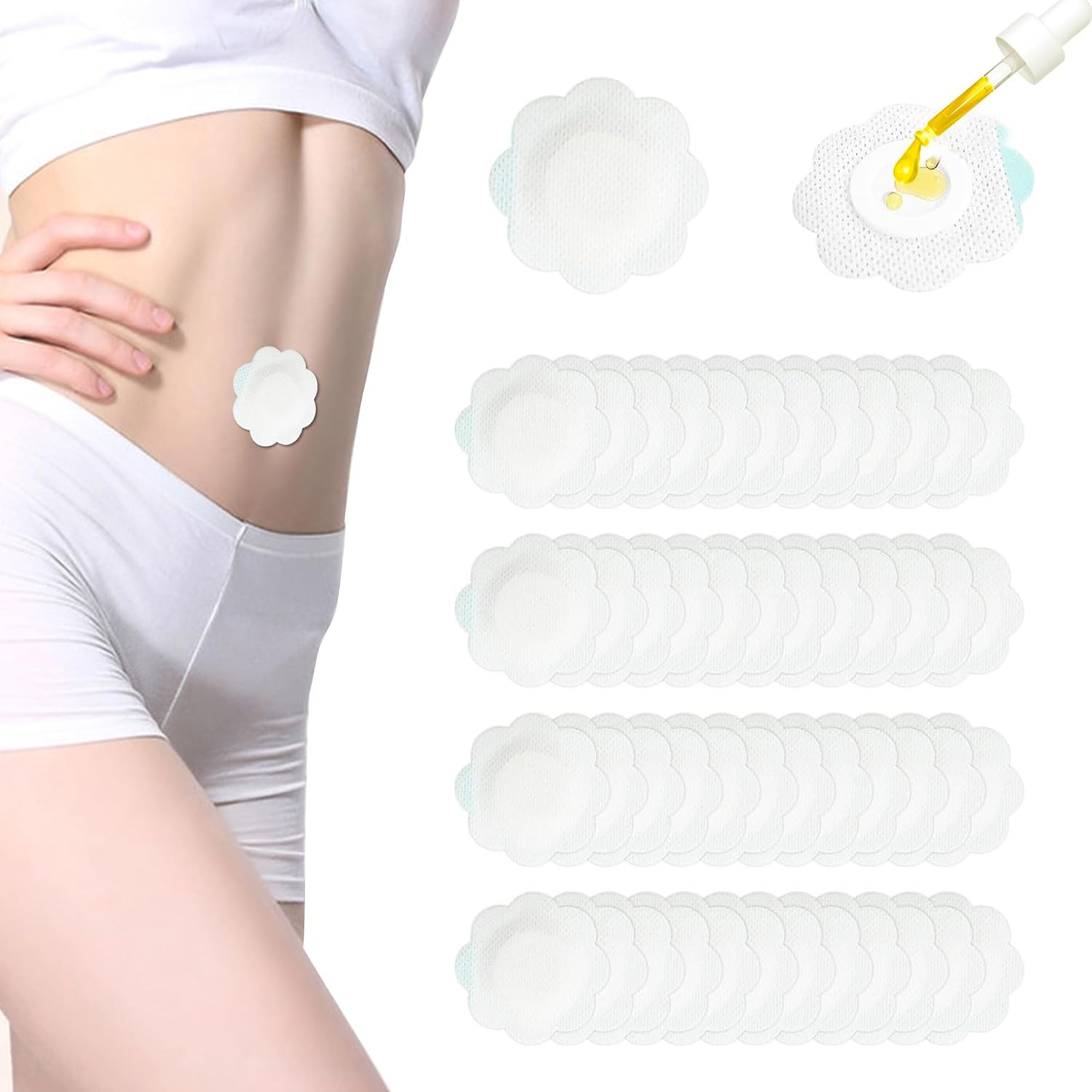 50PCS Castor Oil Patches, Castor Oil Pack Wraps Disposable Organic Cotton Self-A