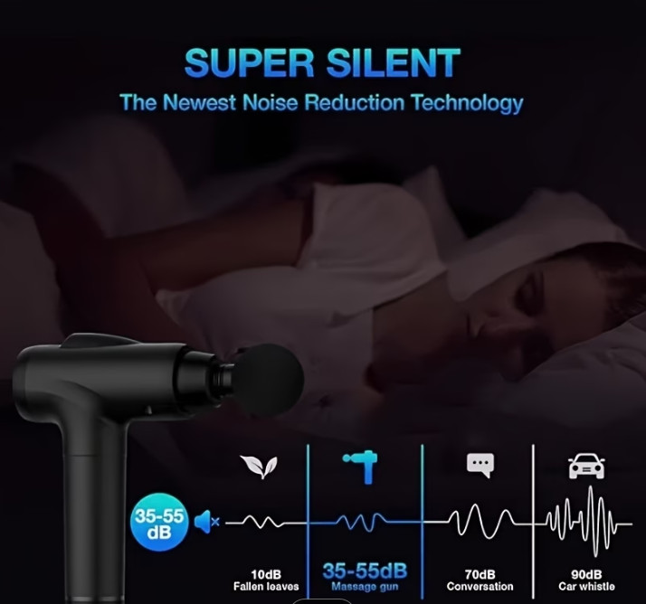 Deep Tissue Massage Gun Electric Handheld Muscle Massager 8 Heads Grey LCD