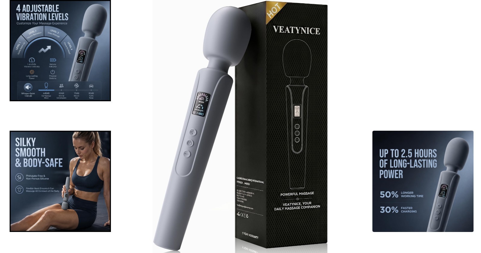 Cordless 10-Mode Handheld Massager for Ultimate Muscle Relaxation – Waterproof