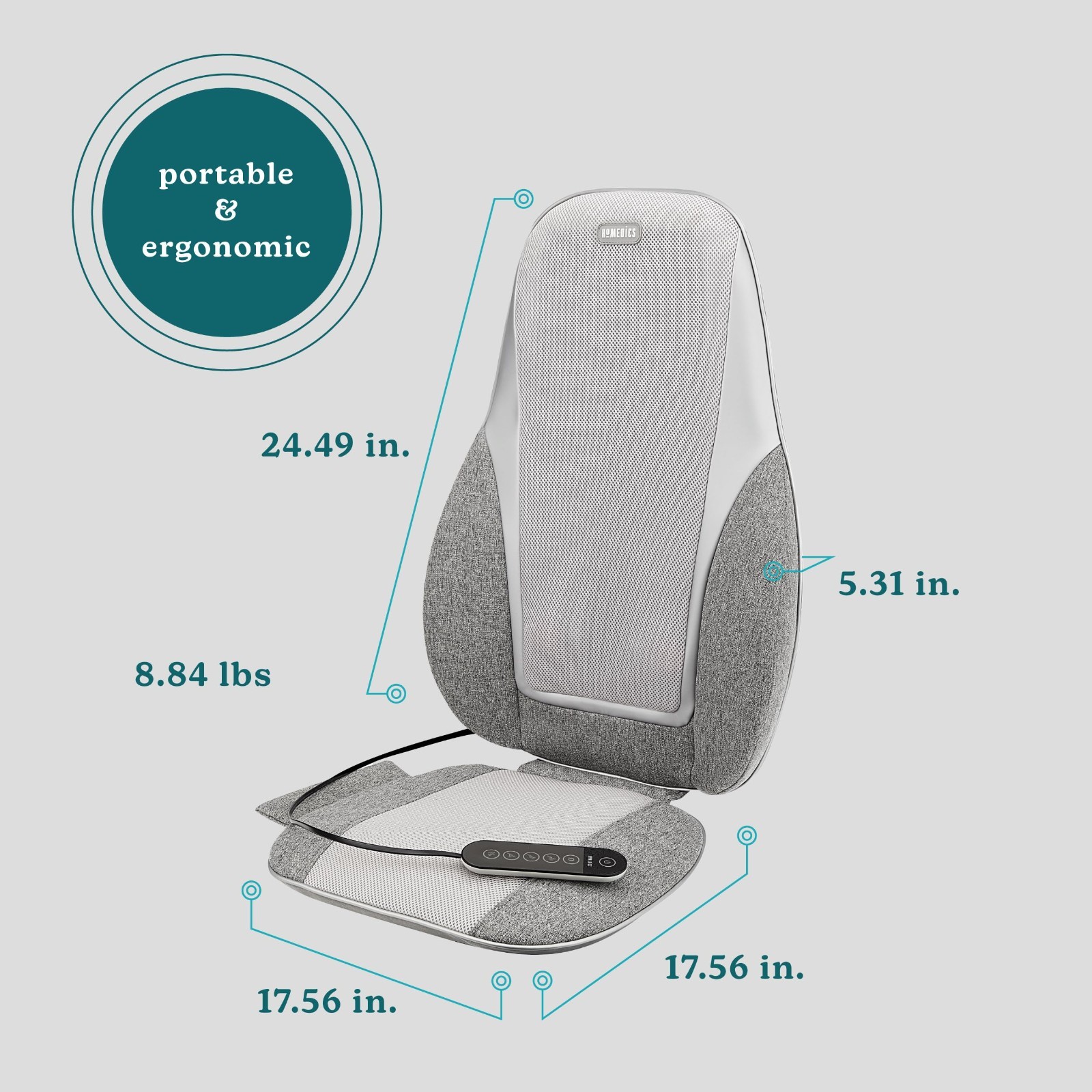 Shiatsu Back Massage Cushion with Heat & Vibration, 3 Zones, Handheld Remote, Fi