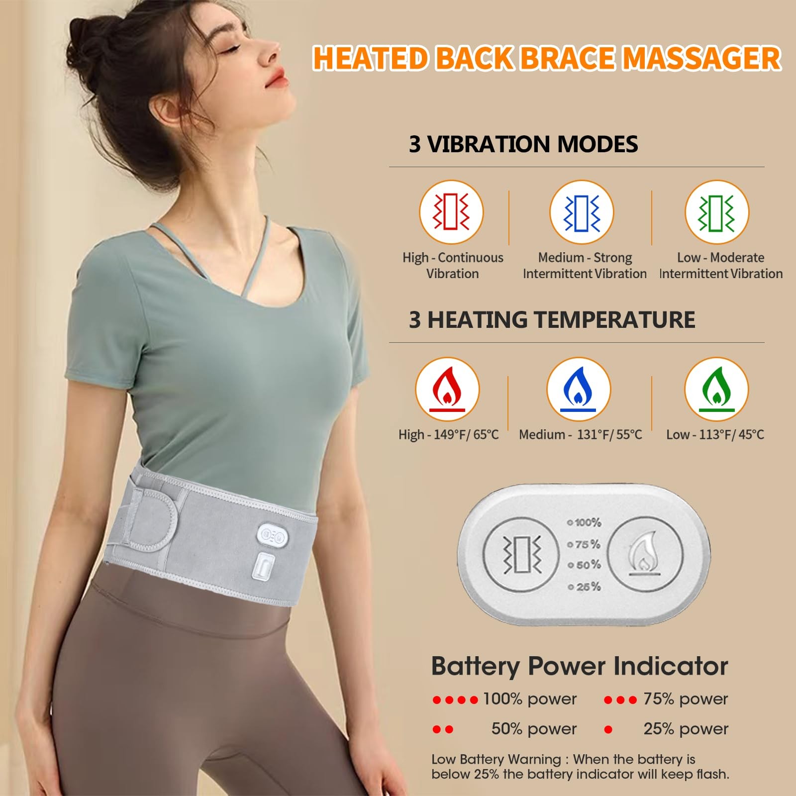 Heated Waist Belt – Cordless Heating Pad for Lower Back Pain ,FSA Eligible HS.