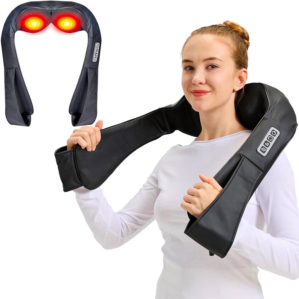 SHIATSU NECK SHOULDER MASSAGER ELECTRIC WITH HEAT DEEP KNEADING BACK WAIST BEST