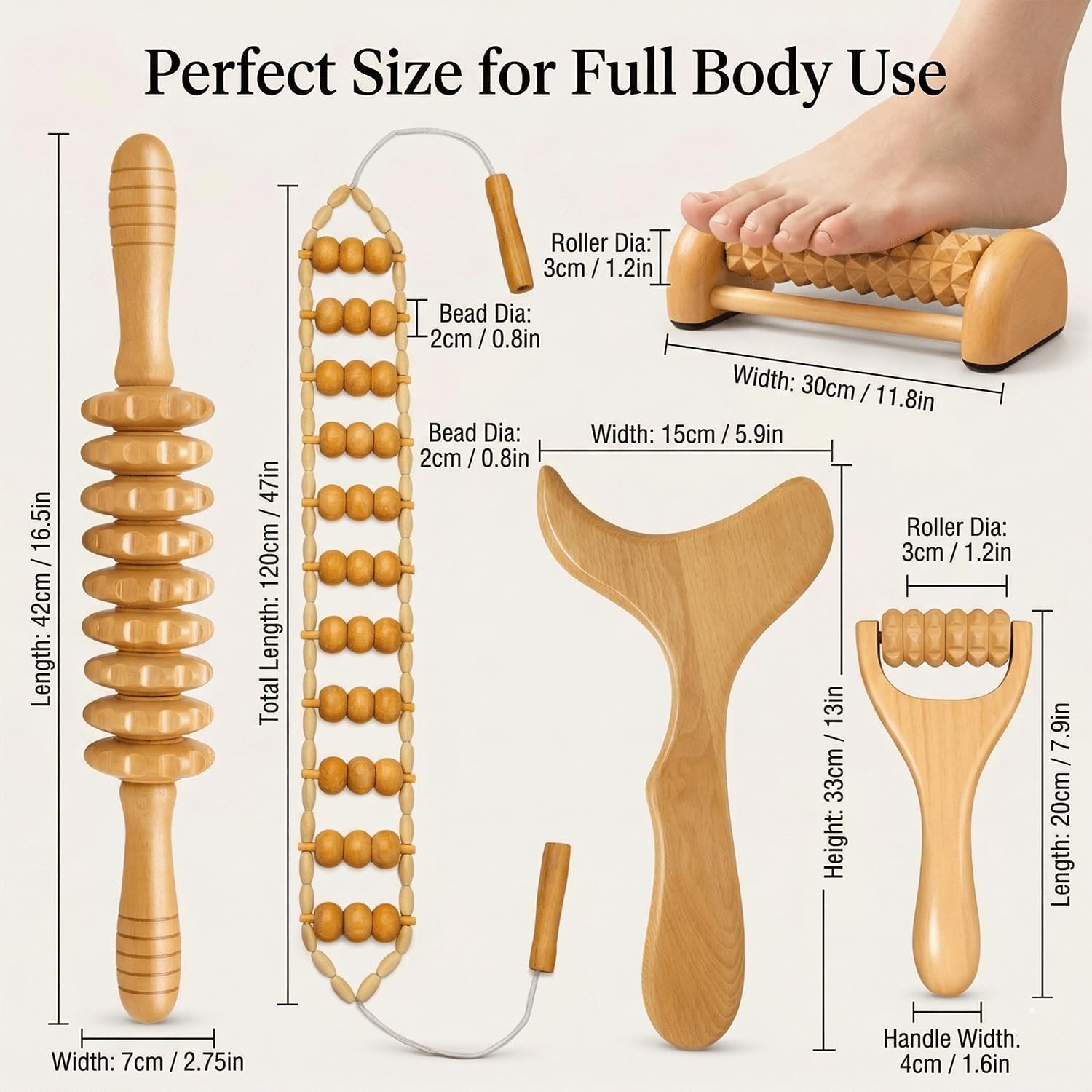 5 in 1 Wood Therapy Massage Tools Set for Cellulite Reduction & Stress Relief…