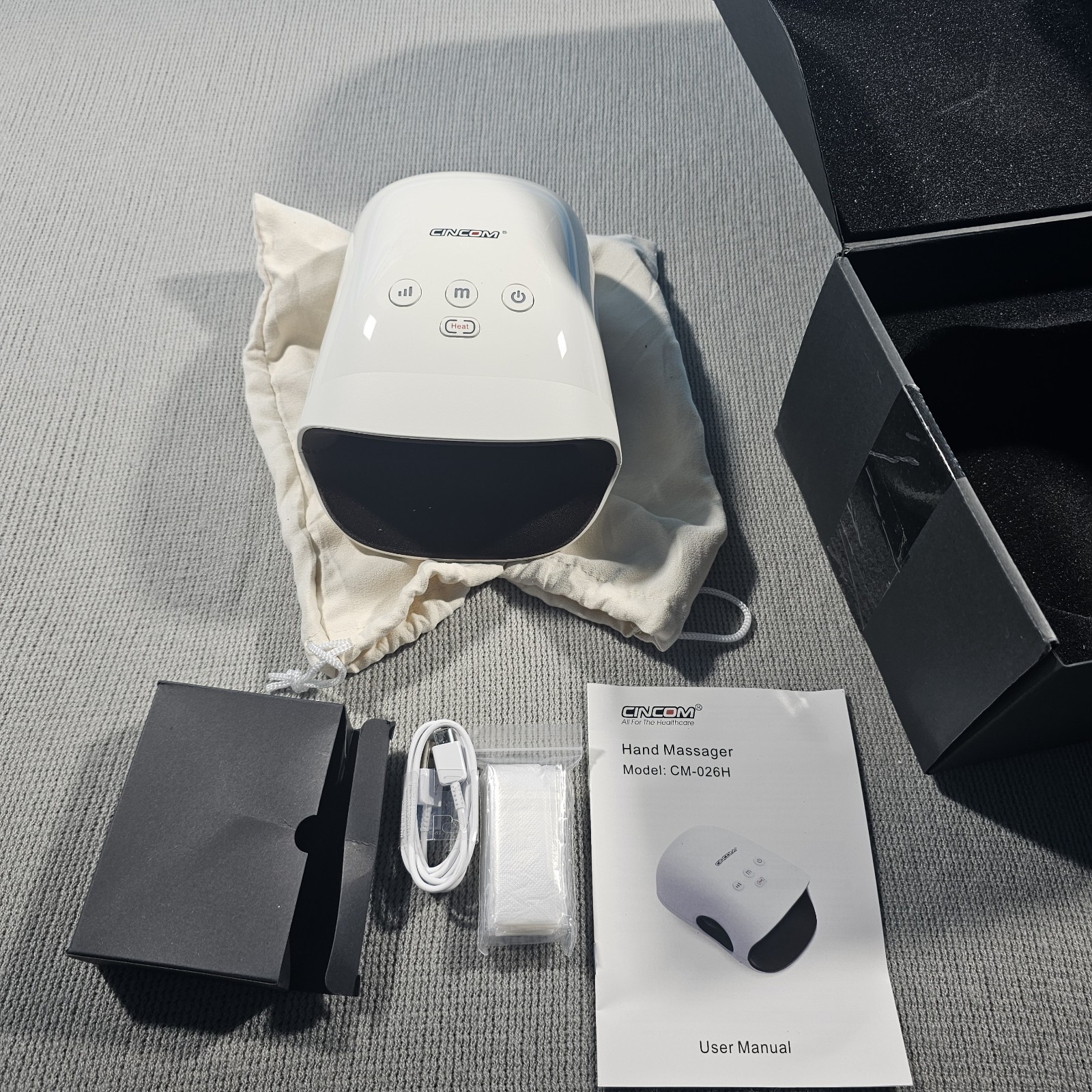CINCOM CM-026H Hand Massager Heated Air Compression White Corded Electric