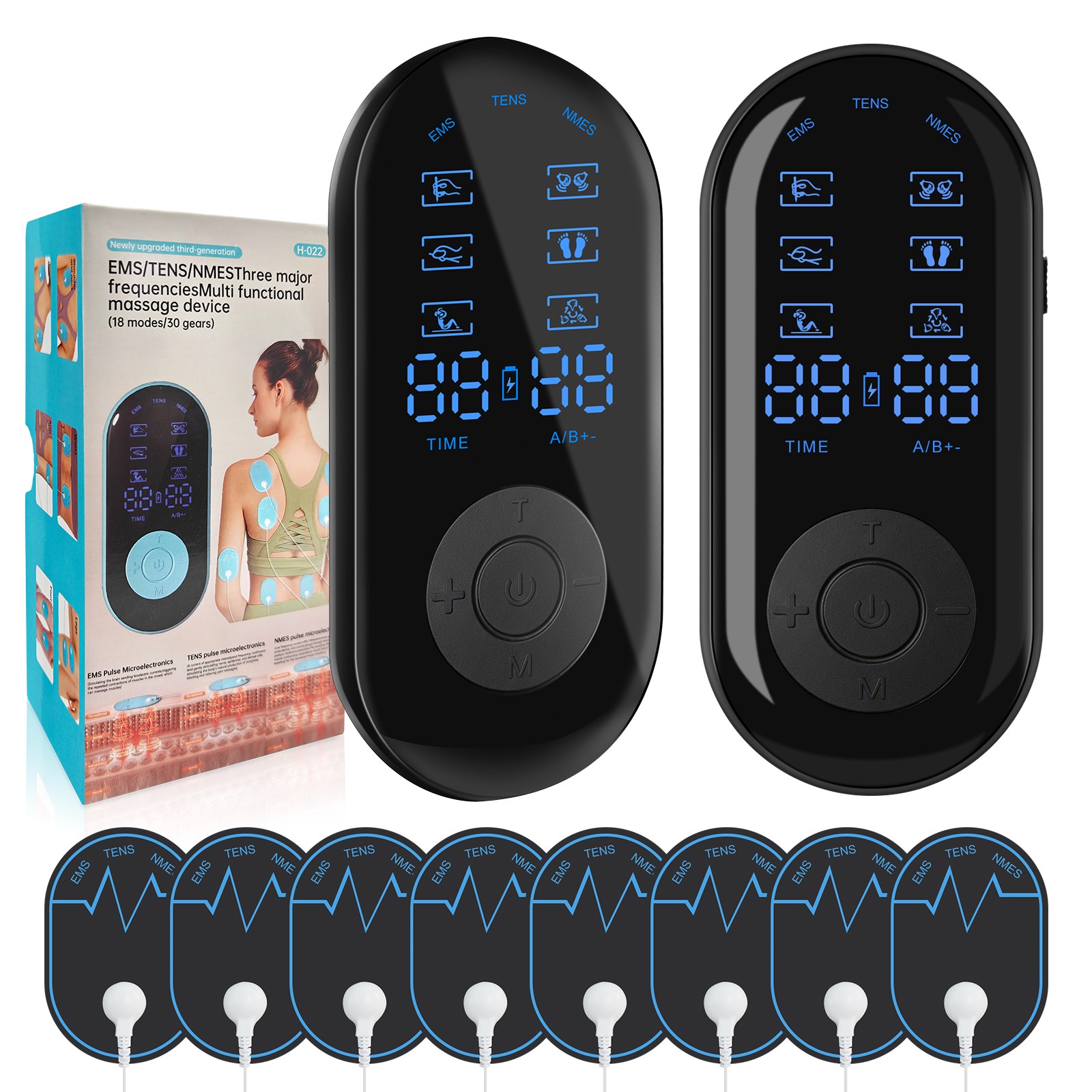 3 in 1 Massager 18 Modes Electric Pulse Physiotherapy Relaxing 8 Electrode Pads