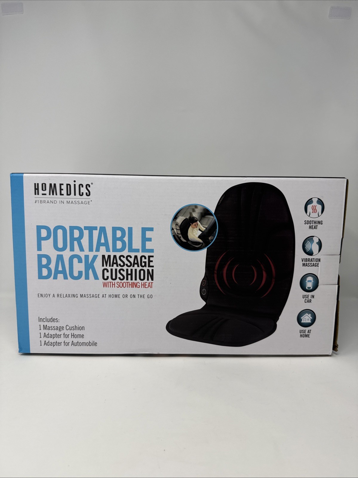 Homedics Portable BACK MASSAGE CUSHION w/Heat For Home or Auto Model VC-110