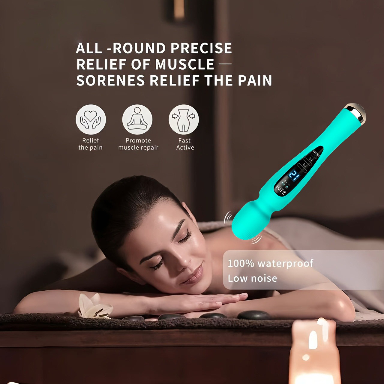 Women’s Full Body Wand Massager, LCD Digital Display, 12 Vibration Modes