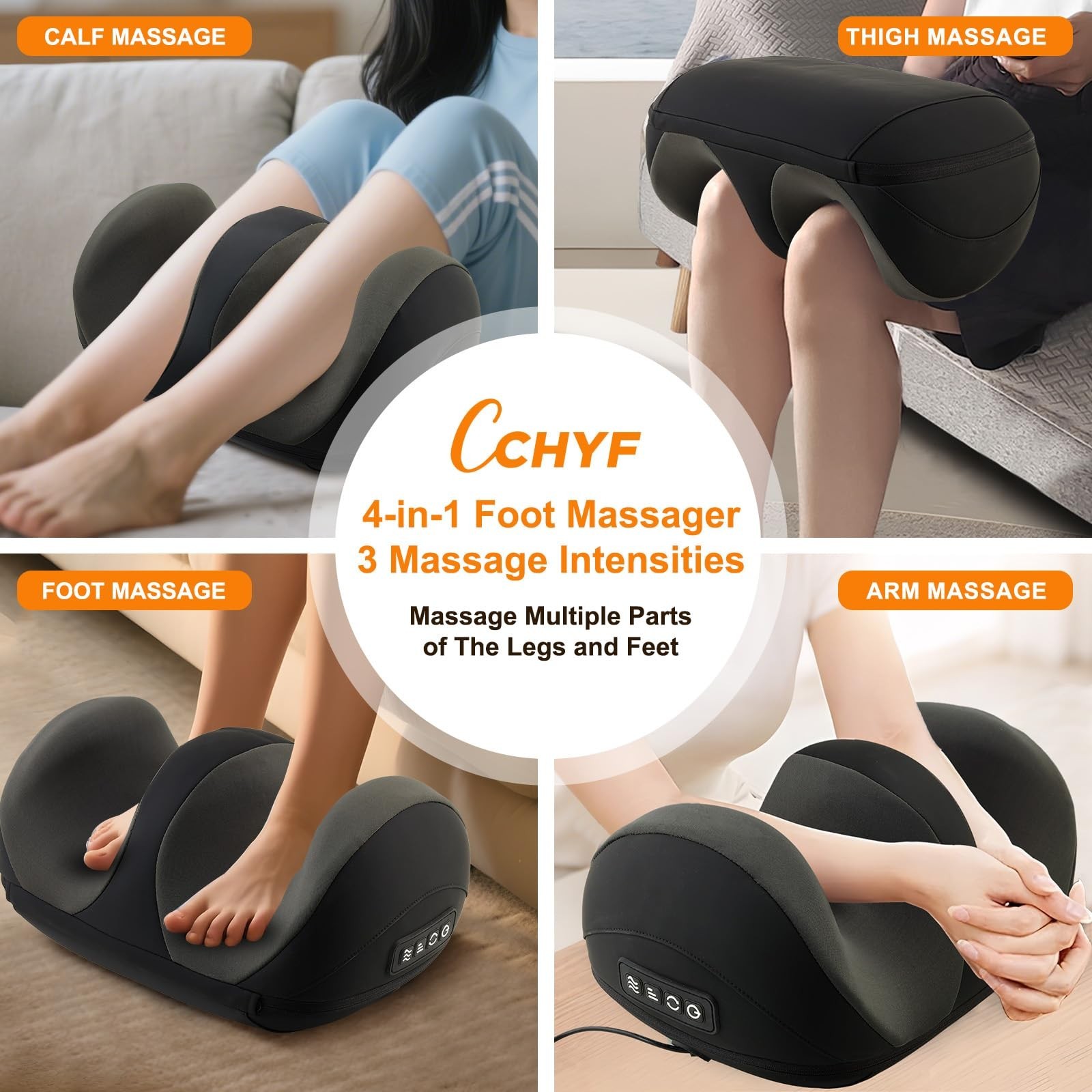 Electric Foot Massager with Heat & Shiatsu Kneading – Pain Relief for Feet, Calv