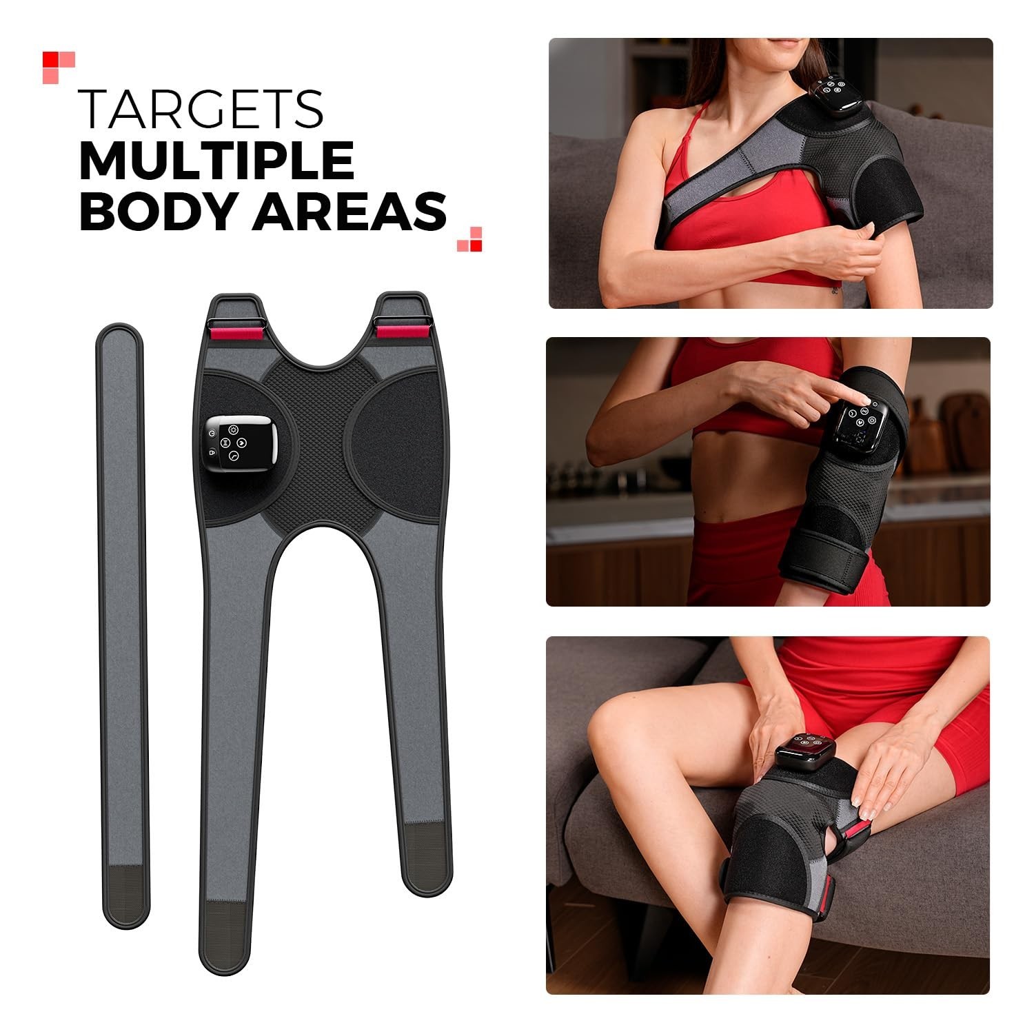 Cordless Heated Knee Massager with Heat & Vibration, 72 Red Lights, 5000mAh