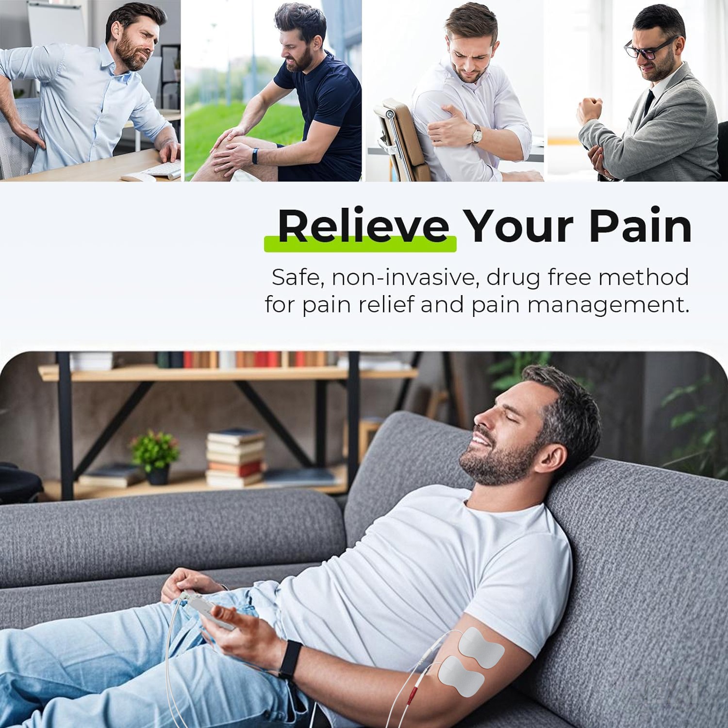 Rechargeable TENS Unit Muscle Stimulator Dual Channel Pulse Massager Pain Relief