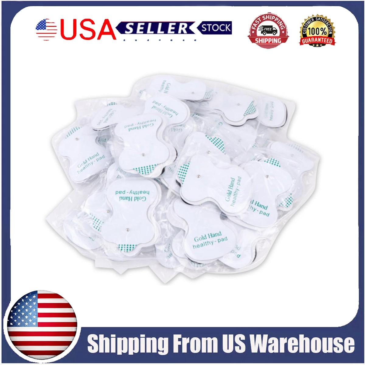 50X Snap On Electrode Pads Bulk Replacement For Tens Unit Therapy Massager US