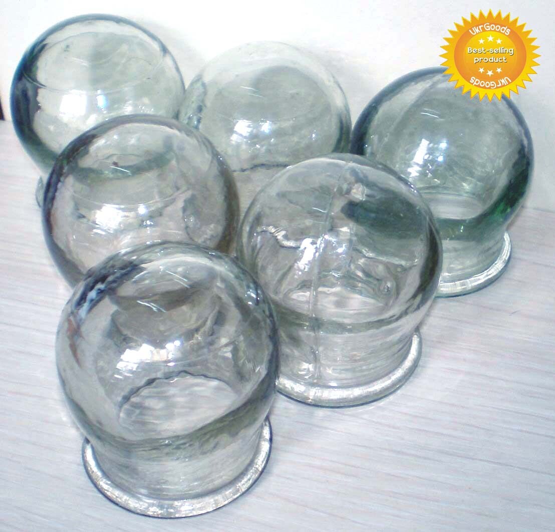 3-24 pcs USSR Glass Fire Cupping Cups Vintage Jars Health Medical Massage