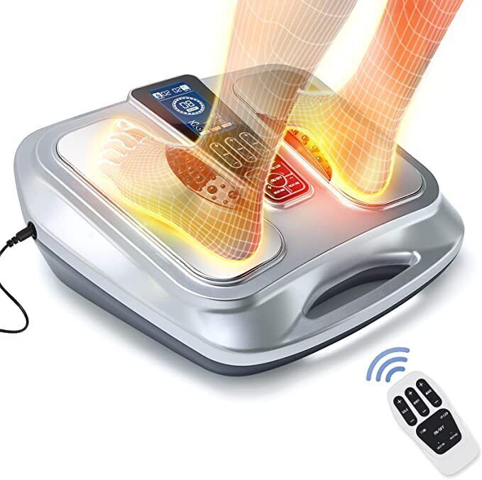 EMS Foot Circulation Stimulator Massager w/Heat for Neuropathy Feet Pain Relief