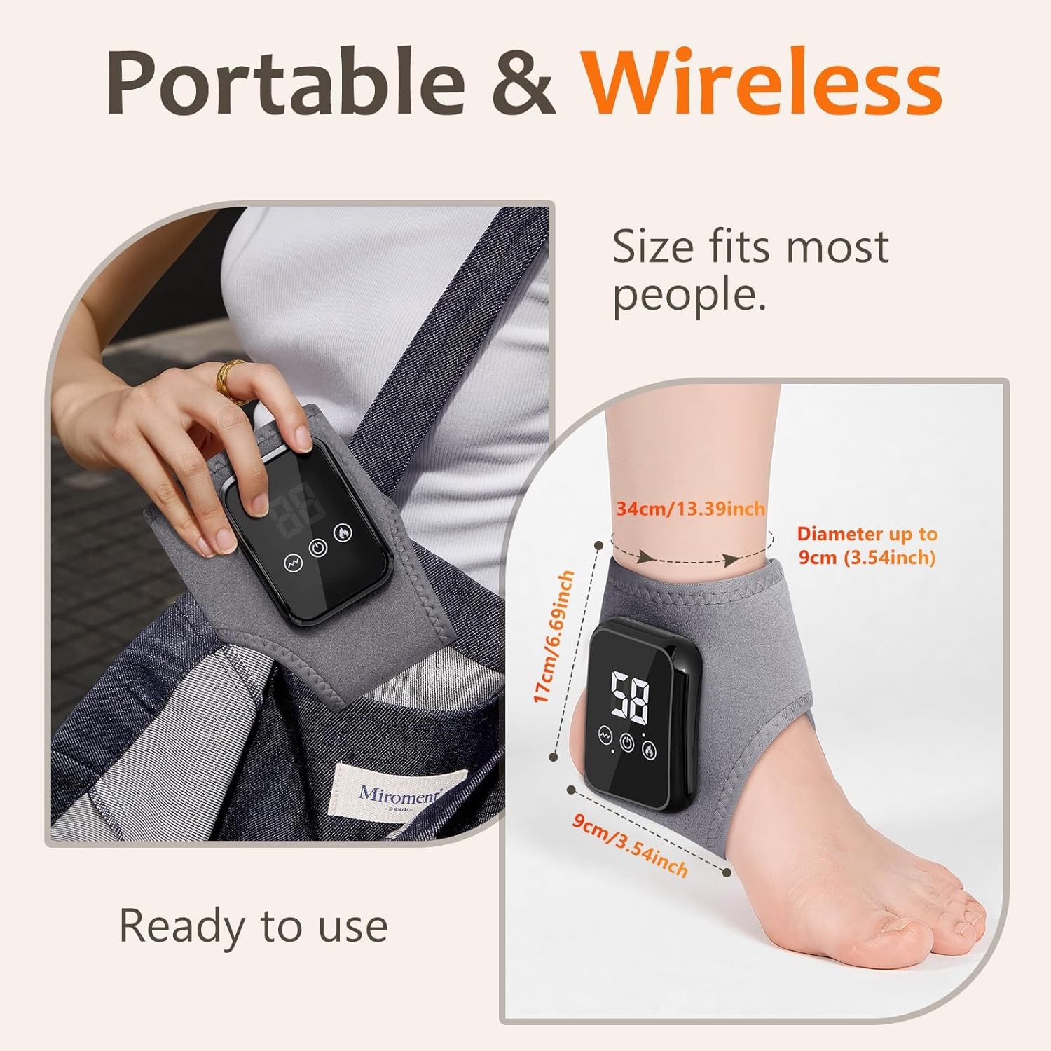 2Pcs Foot Massager for Neuropathy, 3 in 1 Cordless Feet and Ankle Massagerr
