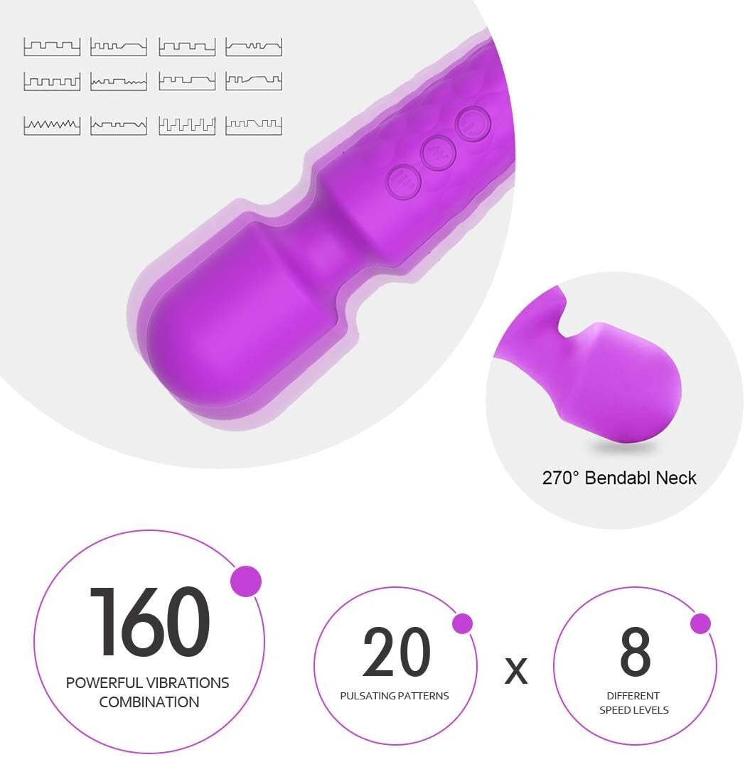 Sendry Wireless Waterproof Wand Massager 8 Speeds Purple NEW SEALED