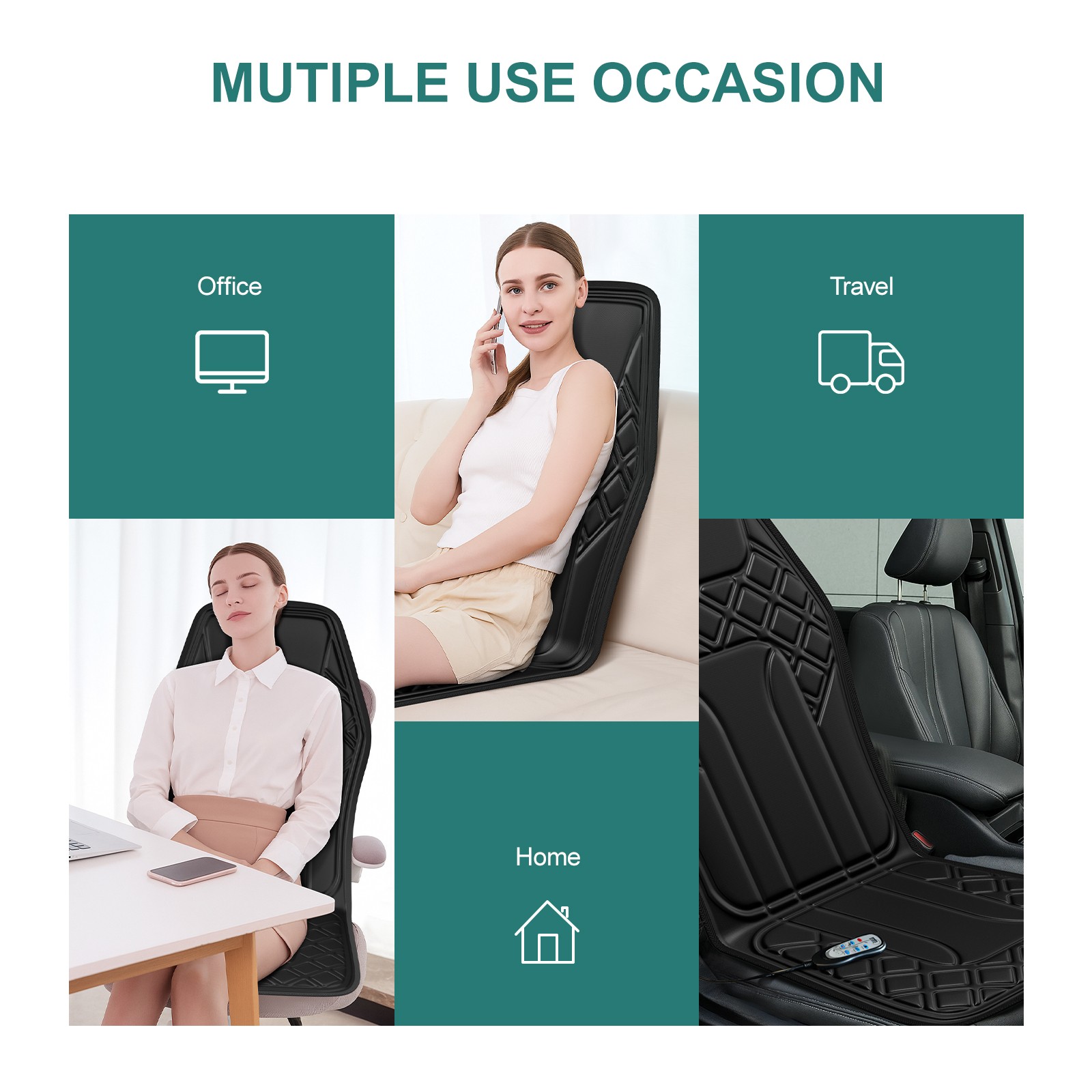 New 9 Mode Seat Chair Massager Pad with Heat Seat Cushion Back Neck Massager