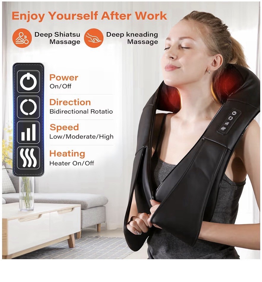 Neck & Back Massager w/Heat, 3D Shiatsu Deep Tissue Pillow Pain Relief