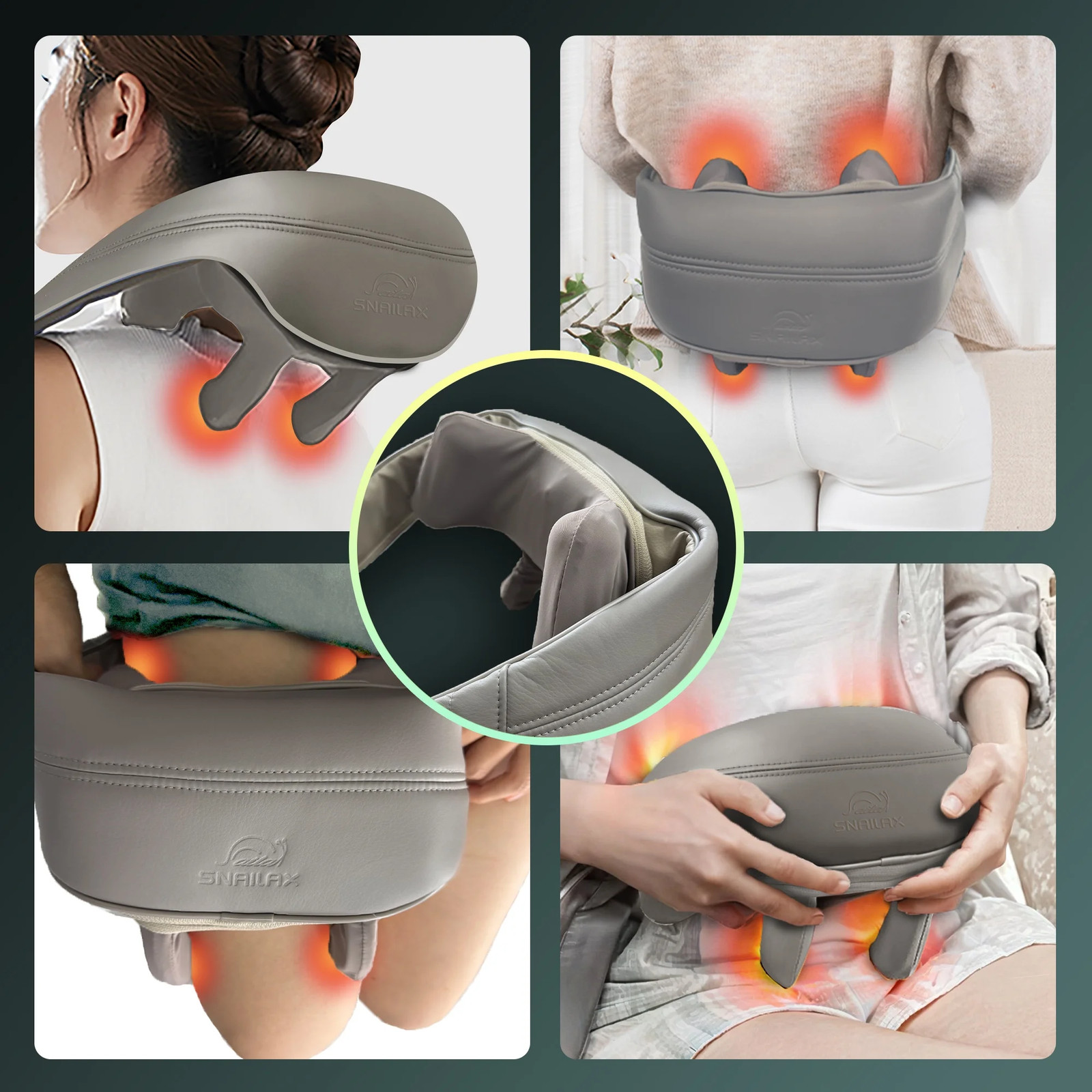 Cordless Shiatsu Neck Back Massager with Heat for Pain Relief Deep Tissue, Gray,