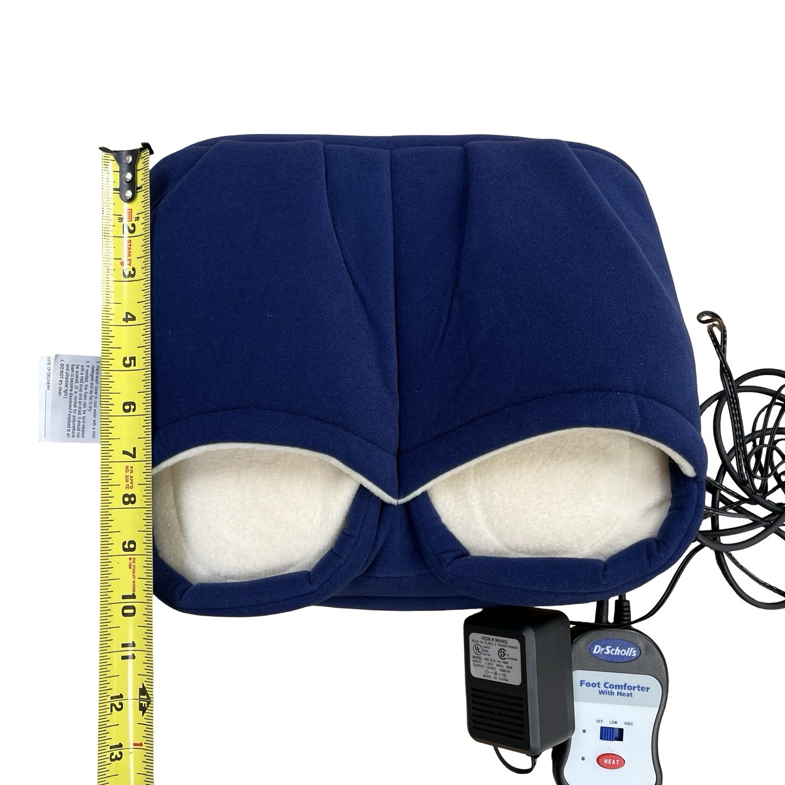 Dr Scholls Electric Foot Massager Heat Blue Slipper Soft Fabric DR2162 Tested