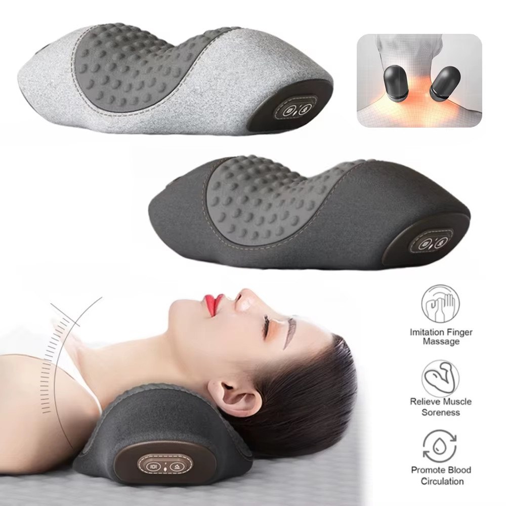 Electric Neck Massager Pillow Cervical Stretcher Heating Vibration Massage Back